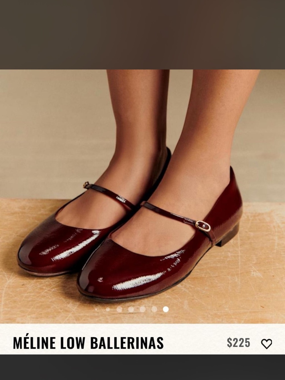 Sezane Women’s Méline Low Ballerinas -Mary Jane Patent Leather Flats in Burgundy - Picture 7 of 7